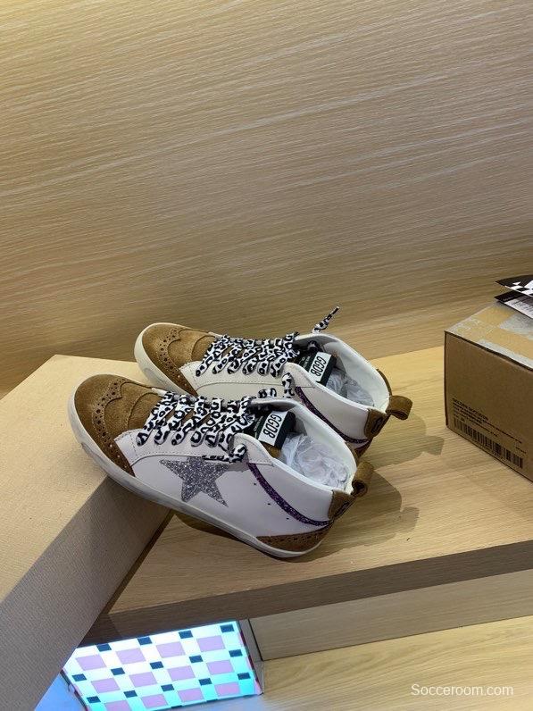 2024 Unisex GGDB White Brown Suede Leather High Top Sneakers MJ00300