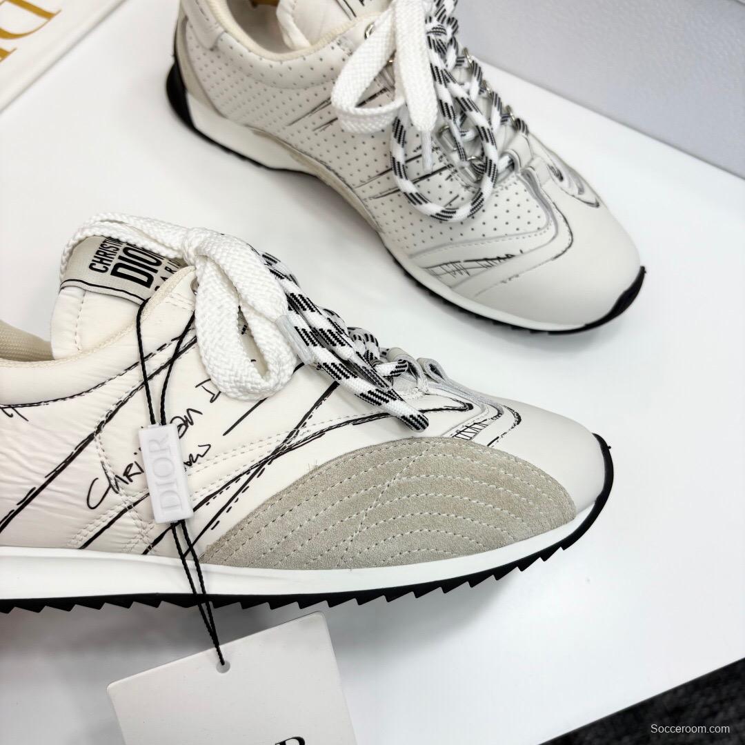 2025 Unisex Dior White Beige Leather Mesh Sneakers LY00300