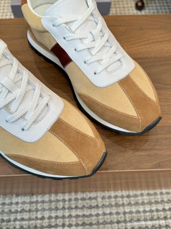 2025 Men HOGAN Beige White Burgundy Suede Leather Sneakers