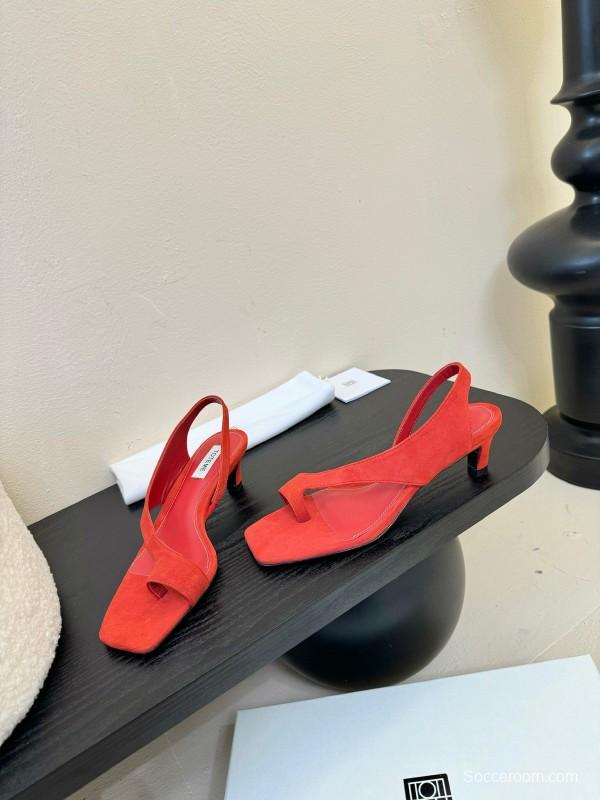 2025 Women Toteme Red Suede Slingback Kitten Heel