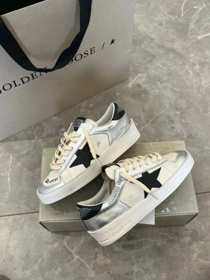 2024 Unisex GGDB White Silver Leather Sneakers MJ00260