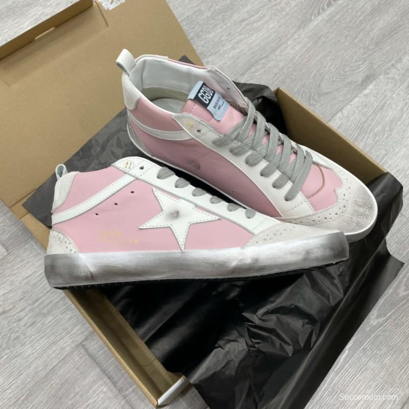 2024 Women GGDB Pink White Leather High Top Sneakers MJ00300