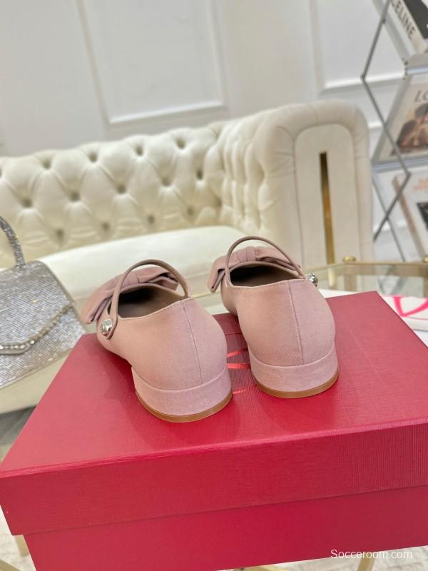2025 Women Valentino Pink Cotton Mary Jane Bow LY00300
