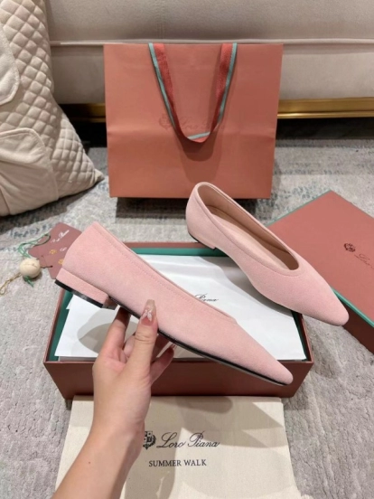 2025 Women LP Pink Suede Ballet Flats LY00300