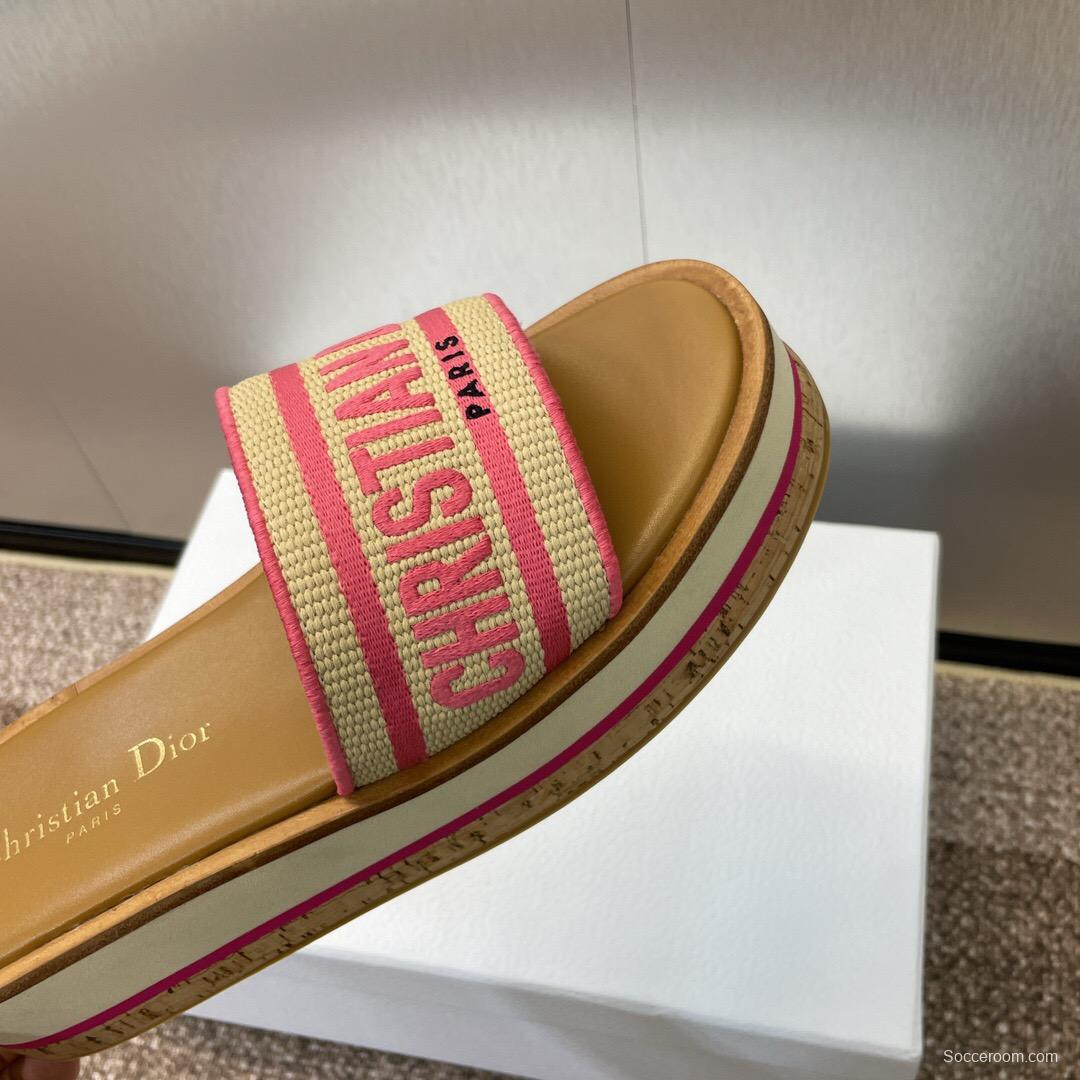 2025 Slippers Dior Pink Canvas Slide