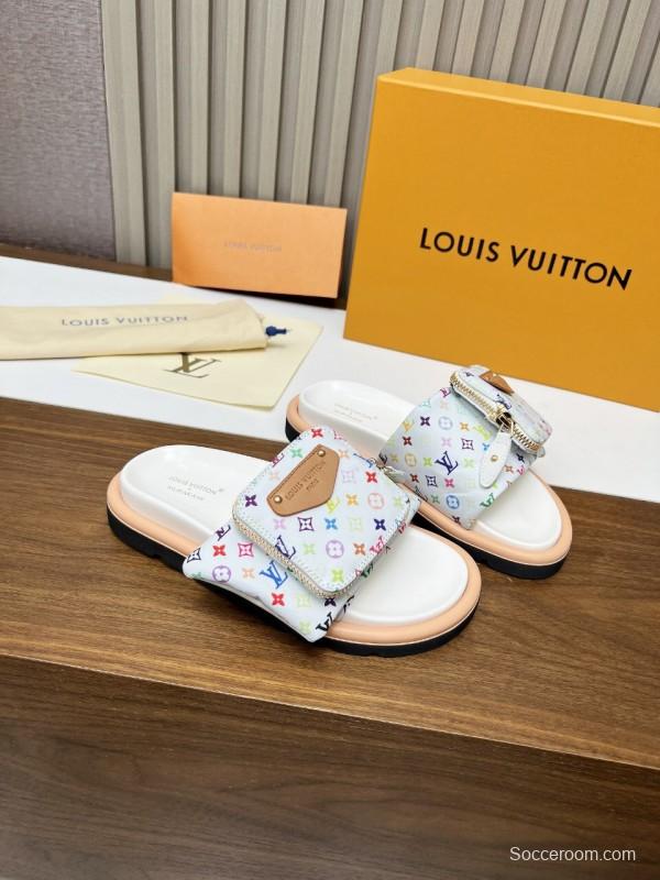 2025 Louis Vuitton Multi Color Canvas Slippers