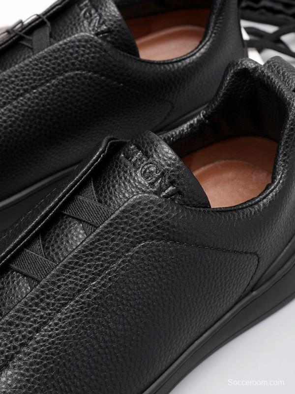 2024 Men Ermenegildo Zegna Black Leather Sneakers MJ00240