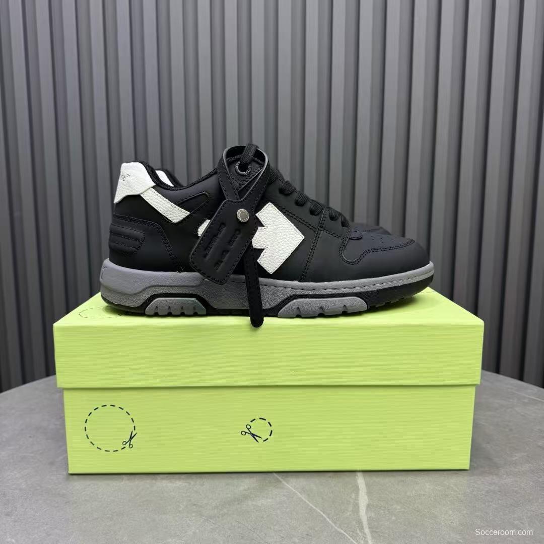 2025 Unisex Off-White Black White Leather Sneakers KFY00320