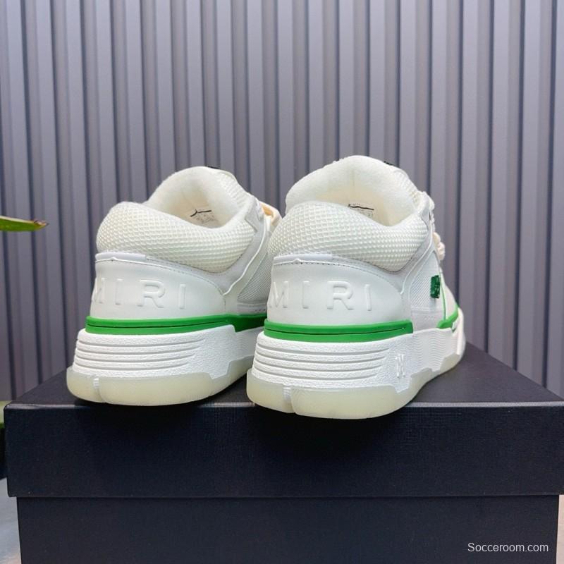 2024 Unisex Amiri White Green Leather Mesh Sneakers MJ00360