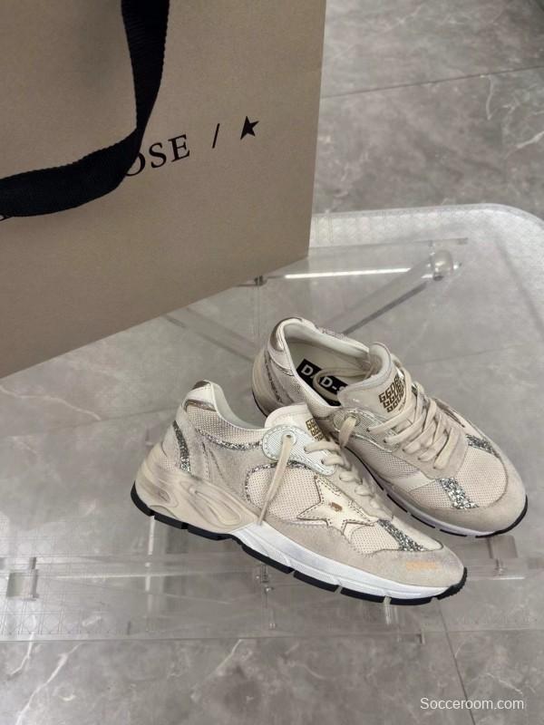 2024 Women GGDB Beige White Suede Mesh Sneakers