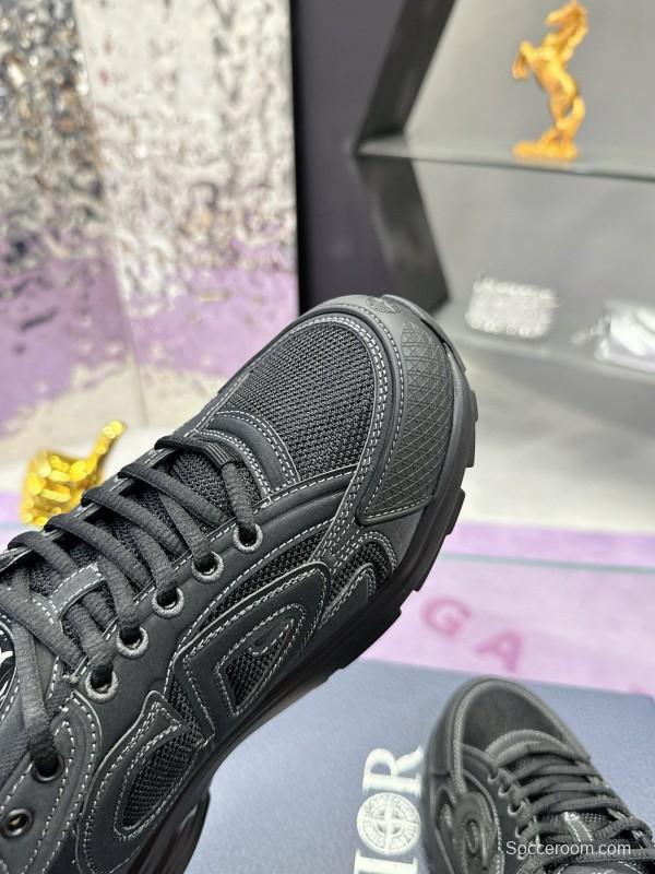 2024 Unisex Dior Black Tech Fabric Mesh B30 Sneakers MJ00330