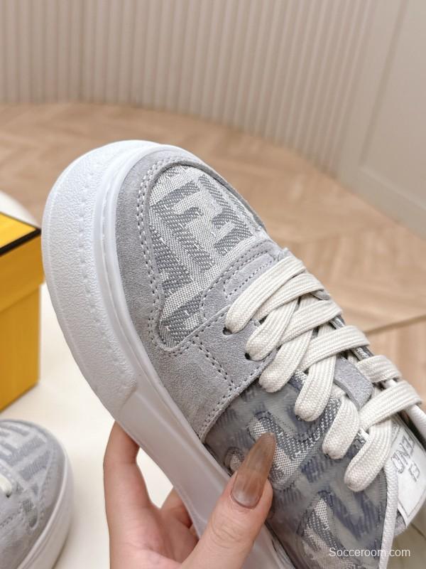 2025 Women Fendi Grey Suede Mesh Sneakers LY00340