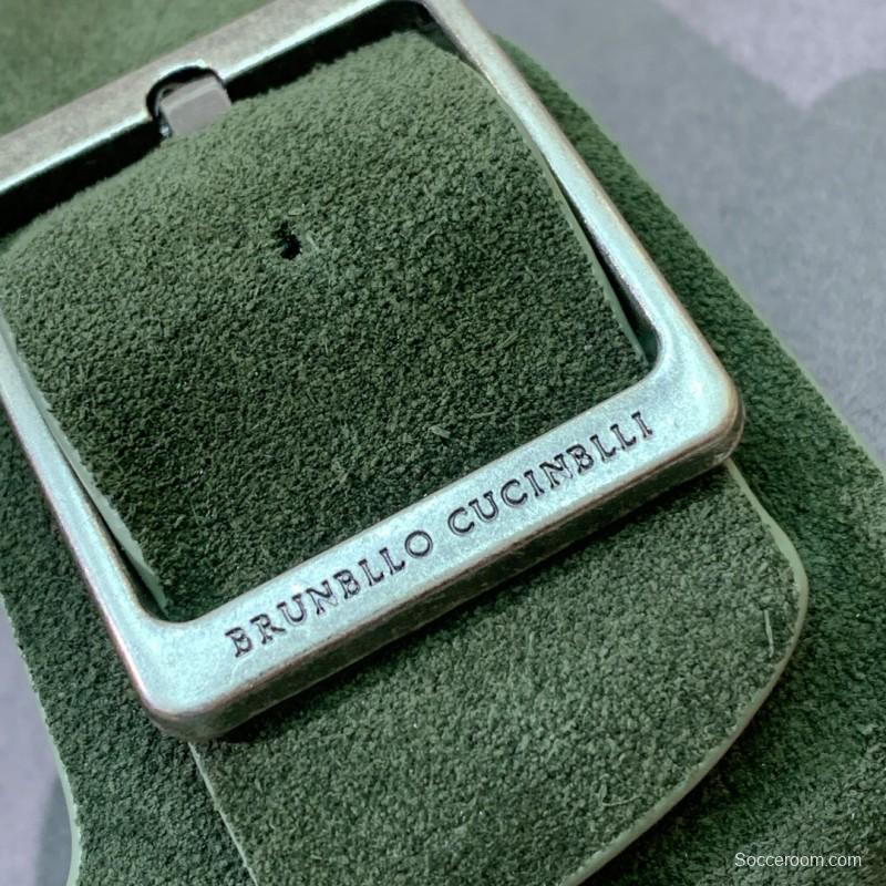 2025 Unisex Brunello Cucinelli Green Suede Leather Slippers KFY00250