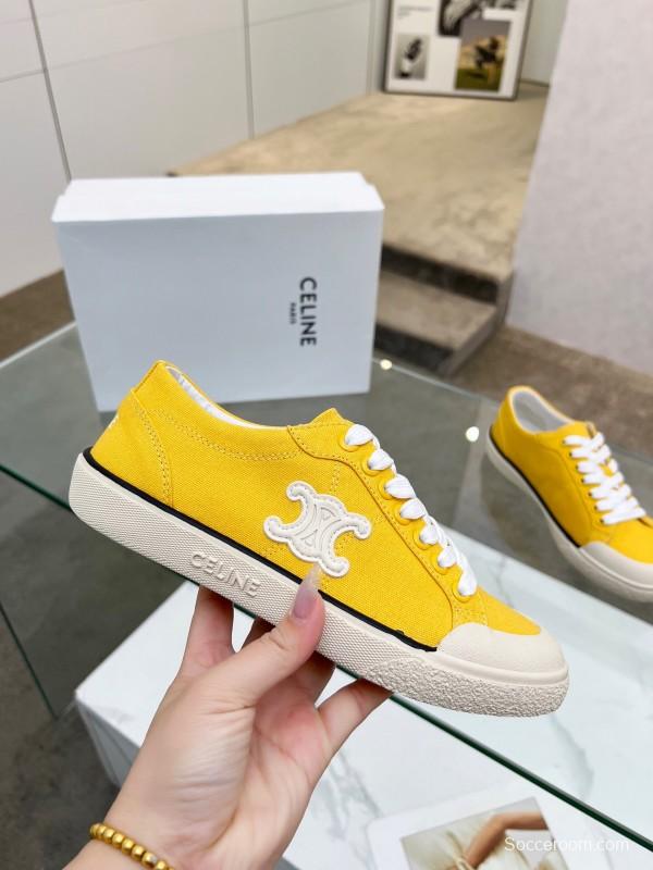 2025 Women Celine Yellow Canvas Sneakers LY00210