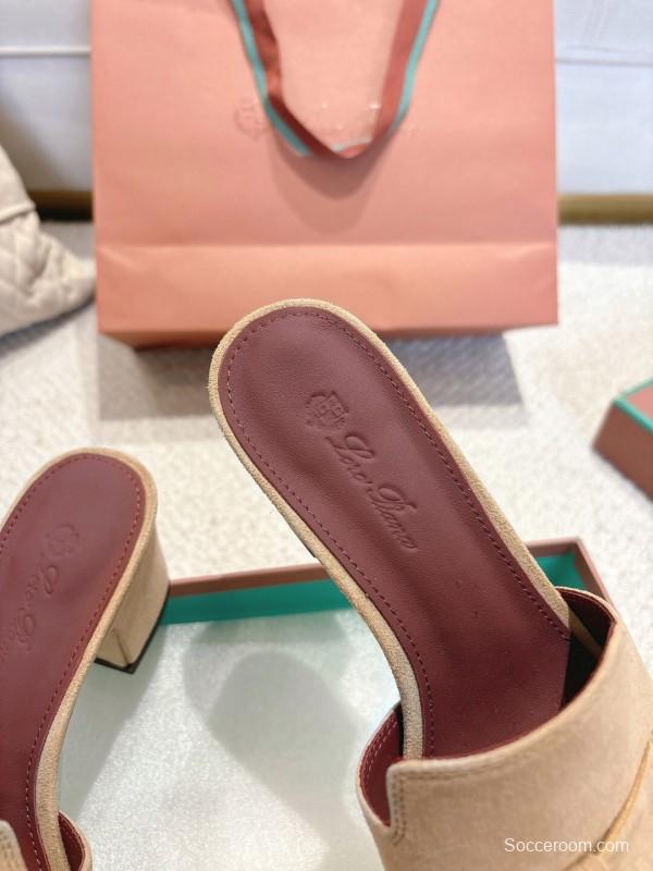 2025 Women LP Beige Suede Heeled Sandals