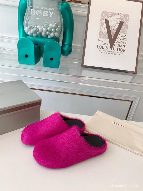 2024 Slippers Marni fuchsia pony hair slippers