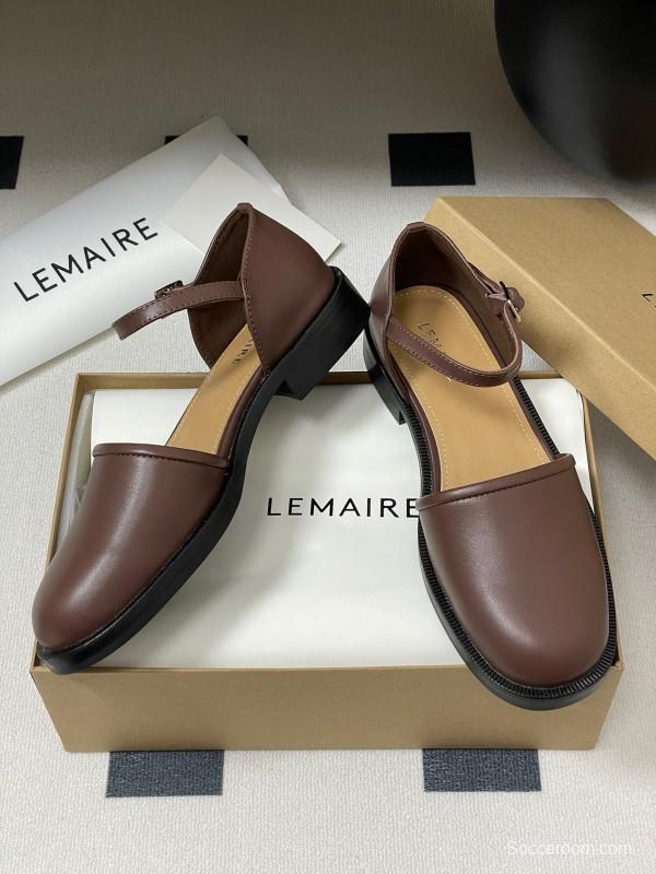 2025 Women Lemaire Brown Leather Mary Jane Shoes