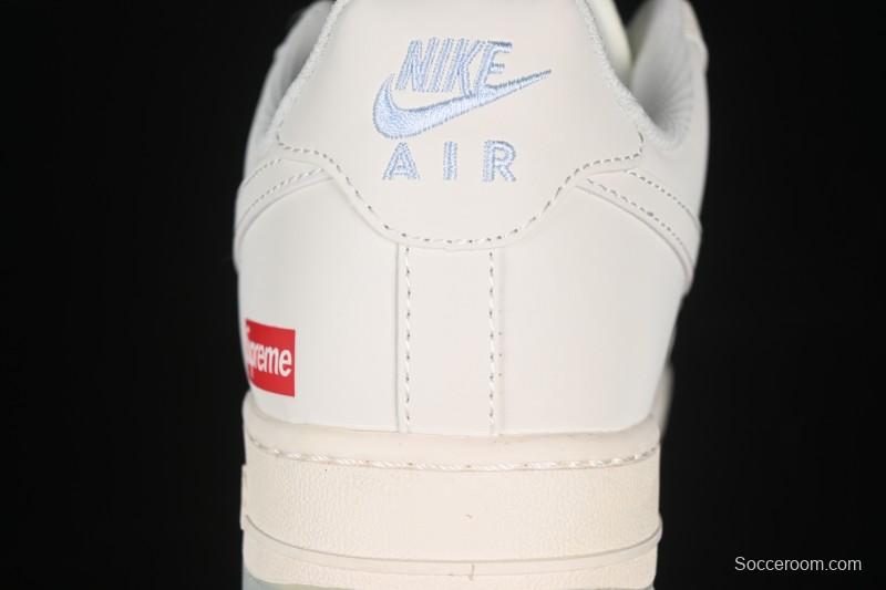 Nike Air Force 1 '07 Low Supreme Collaboration Two-Tone Beige Blue Casual Skate Shoes - XX3168-179