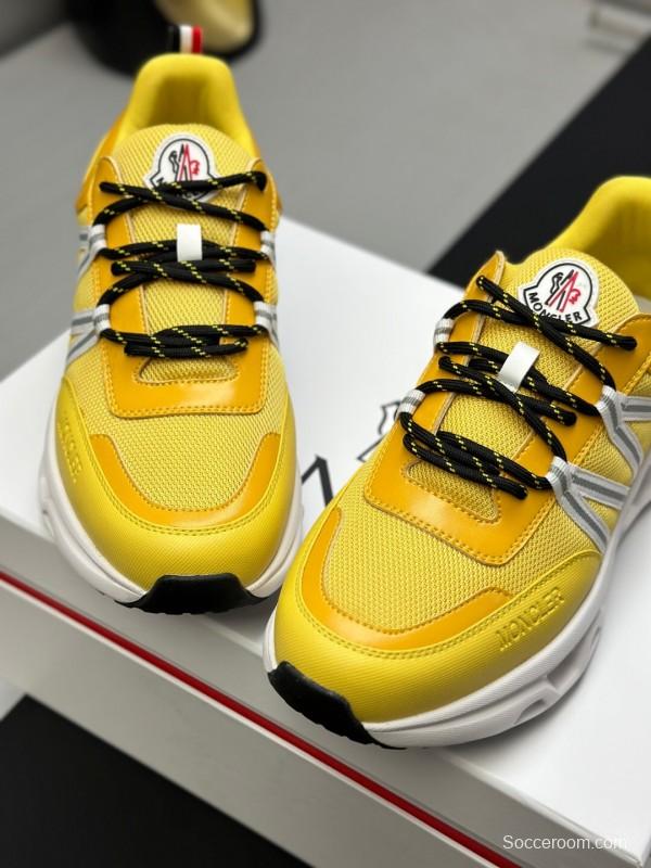 2025 Unisex Moncler Yellow Nylon Mesh Outdoor Sneakers KFY00390