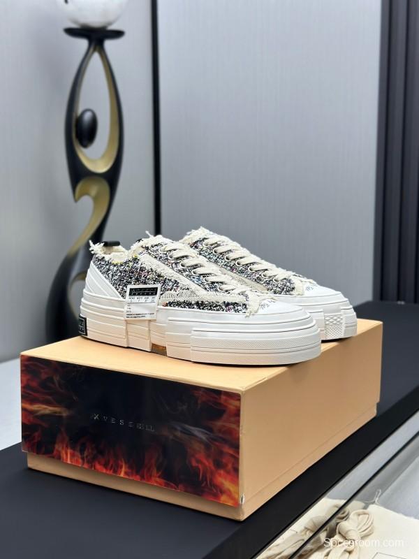 2025 Unisex XVESSEL White Black Canvas Plimsolls Vulcanized AS00260