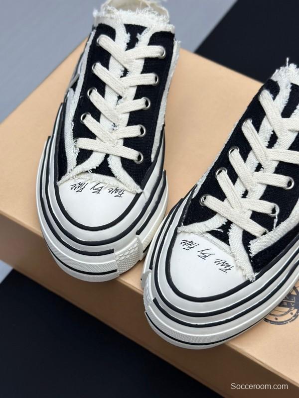 2025 Unisex XVESSEL Black White Canvas Plimsolls Vulcanized AS00240