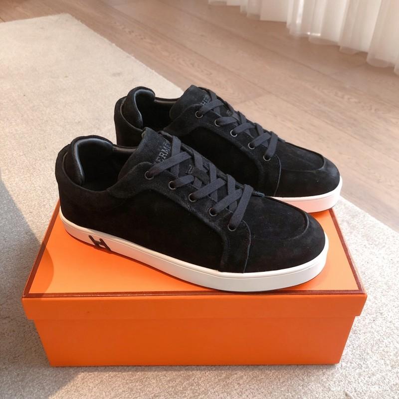 2025 Unisex H Black Suede Sneakers AS00380