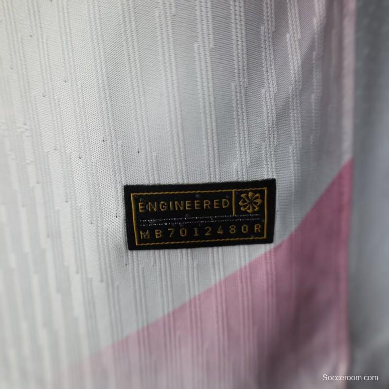 Player Version 25/26 FC Barcelona Pink White with Diagonal Stripe Pattern Jersey