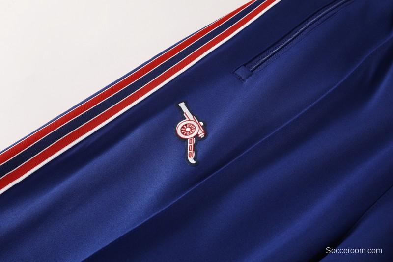 25/26 Arsenal Blue with Red & White Stripes Full Zipper Jacket +Long Pants