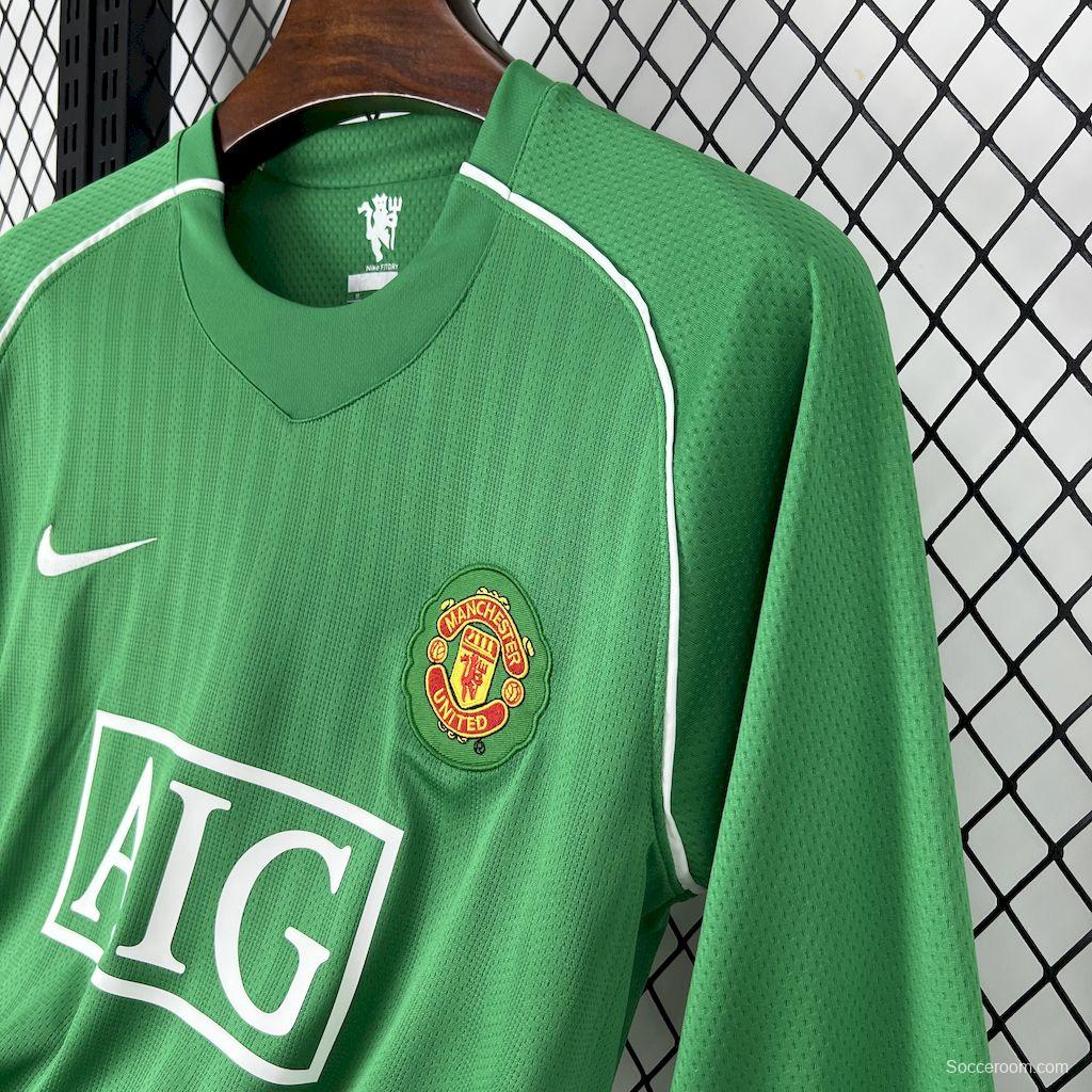 2007/08 Manchester United Green Goalkeeper Long Sleeves Retro Jersey