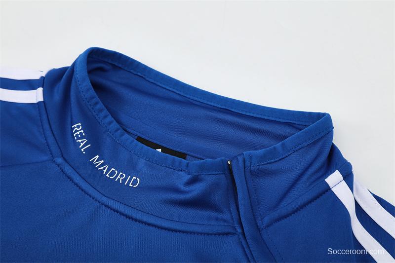 Retro 13/14 Real Madrid Color Blue Half Zipper Jacket