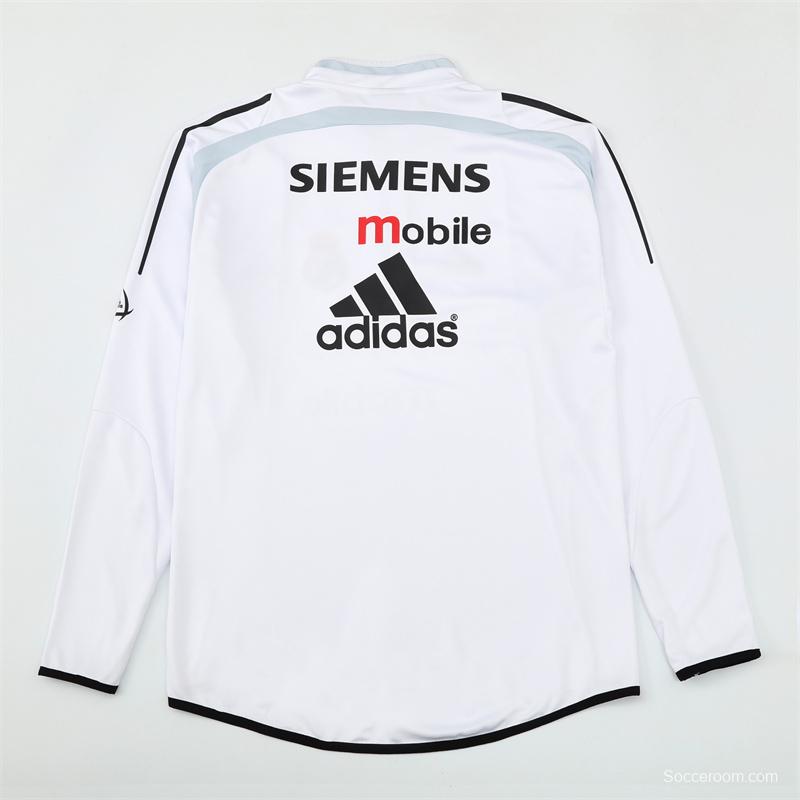 Retro 04/05 Real Madrid White Half Zipper Jacket