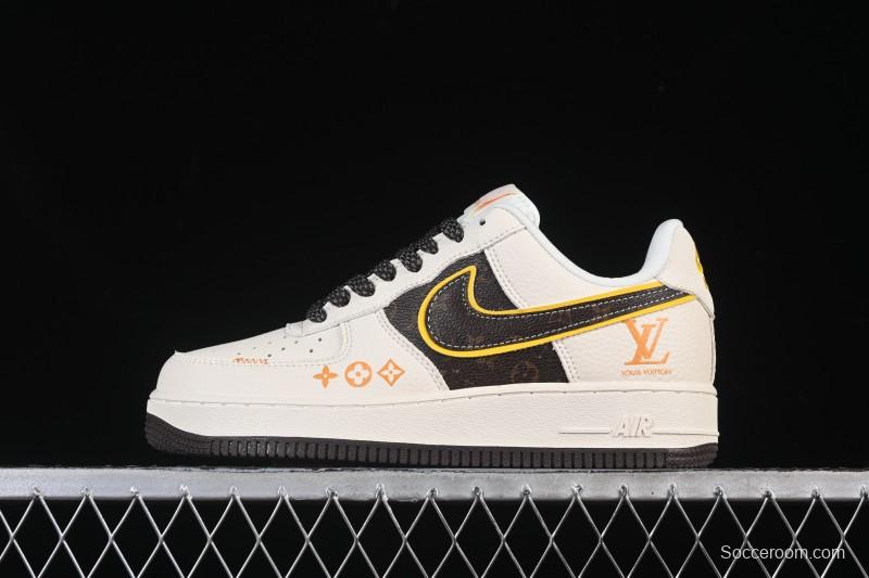 Nike Air Force 1 '07 Low LV Collaboration Beige Brown Patchwork Casual Sneakers - DD1982-302