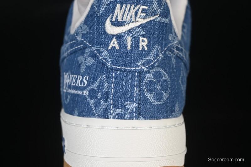 Nike Air Force 1 '07 Low LV Collaboration White Navy Blue Casual Sneakers - YF9511-813