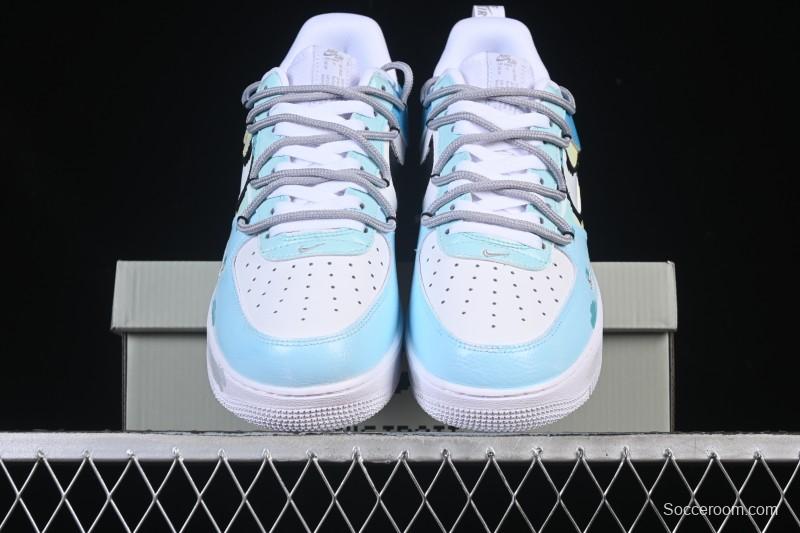 Nike Air Force 1'07 Low Hand-drawn Graffiti Electric Blue Tone Casual Sneakers - FB8917-300