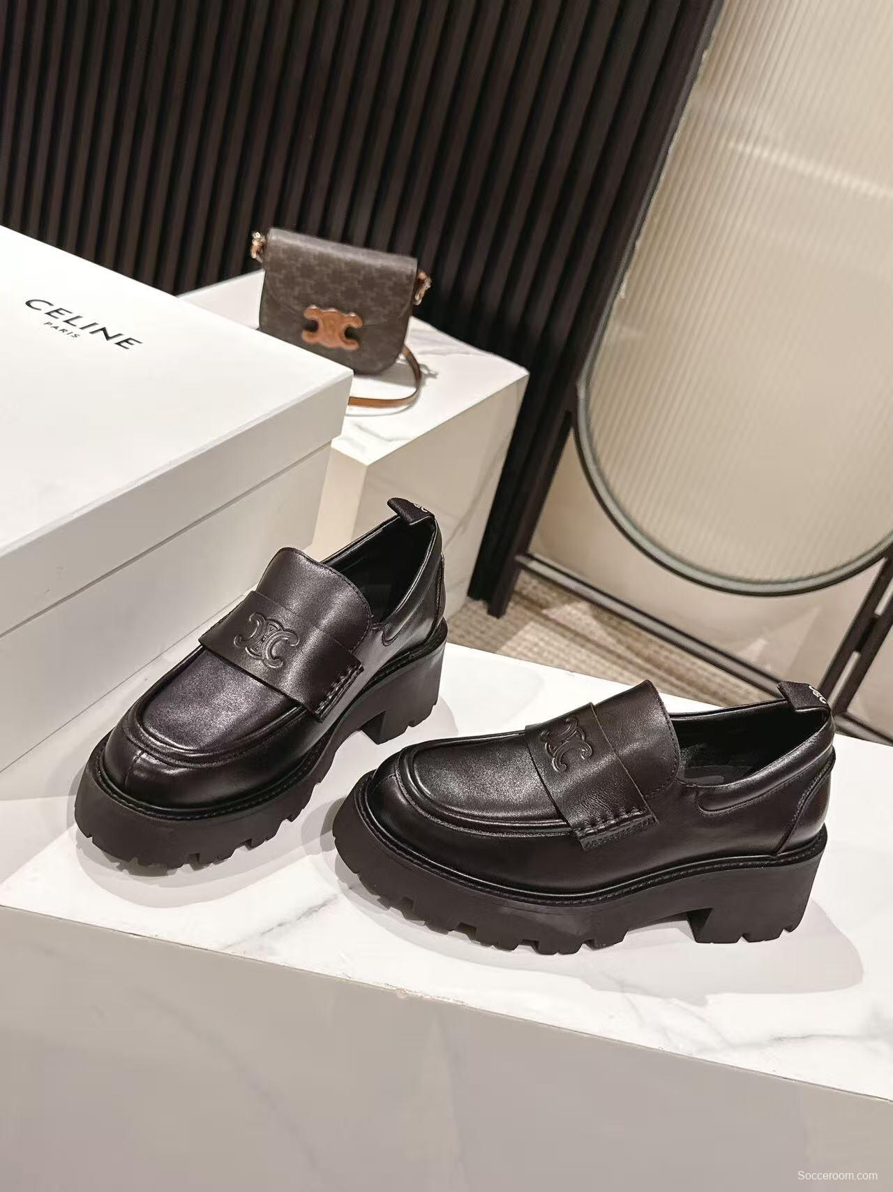 CELINE 2025/SS Lisa Same Style Platform Loafers - LY00300