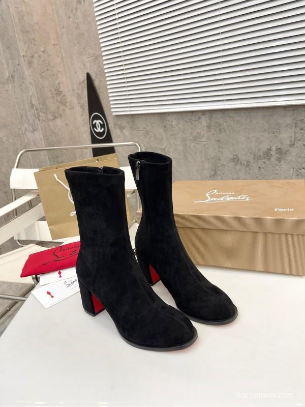 Christian Louboutin 2025/SS Chunky Heel Elastic Ankle Boots - LY00300
