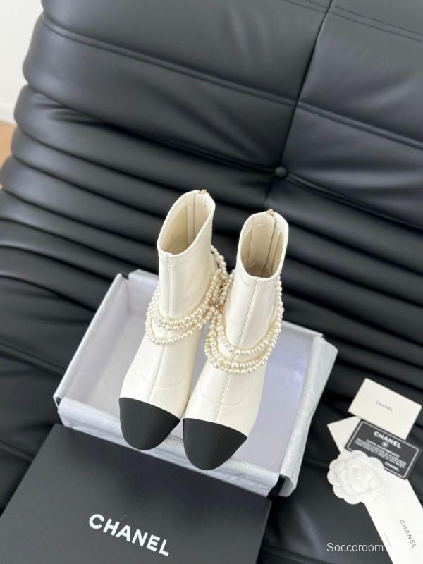 Chanel 2025/SS Haute Couture Pearl Collection Mary Jane Ankle Boots - LY00360