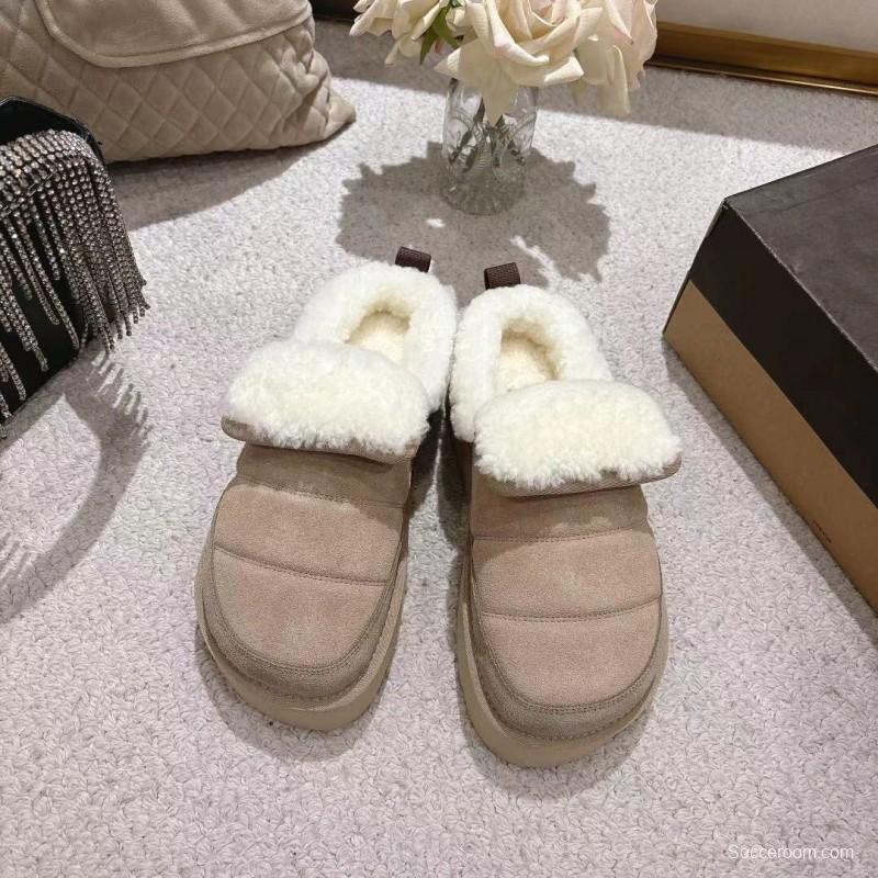 UGG 2025SS Michelin Caterpillar Slippers with Turned Fur Collar - LY00