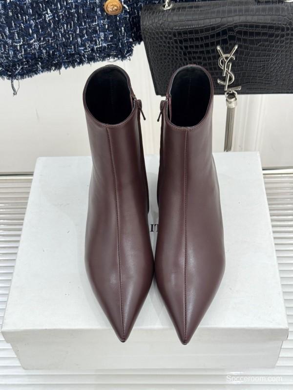 Khaite Retro Pointed Toe Ankle Boots with Height Increase - KFY00390
