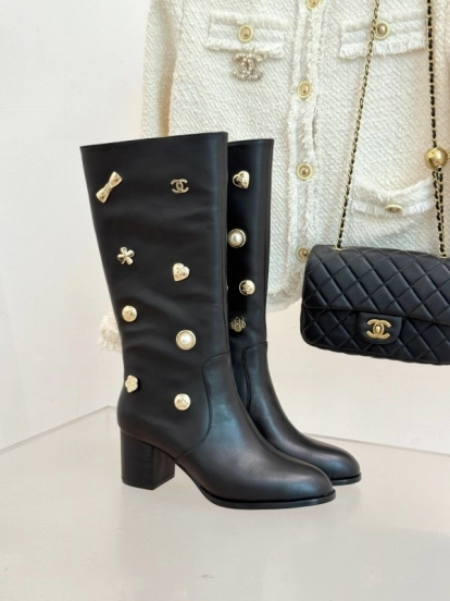 Chanel 2025/SS Double C Metal Buckle High Heel Boots - KFY00530