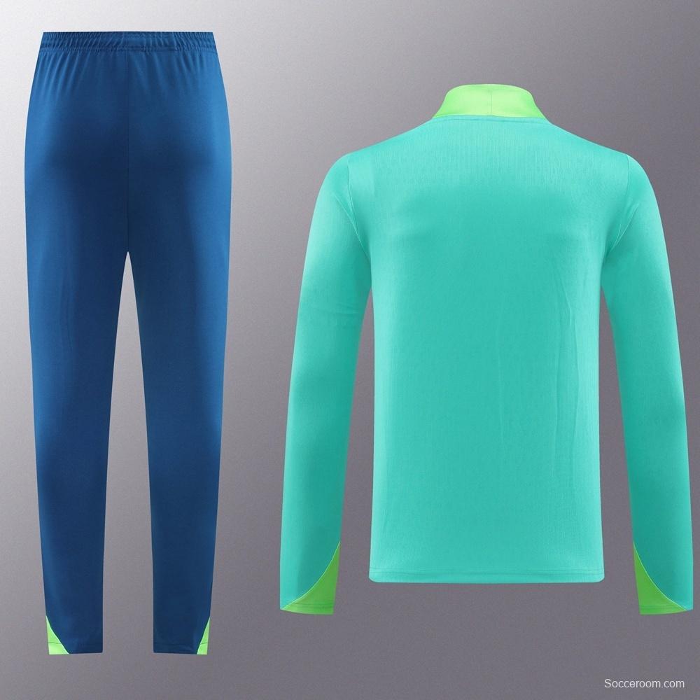 2025 Brazil Lake Green Half Zipper Jacket+Long Pants