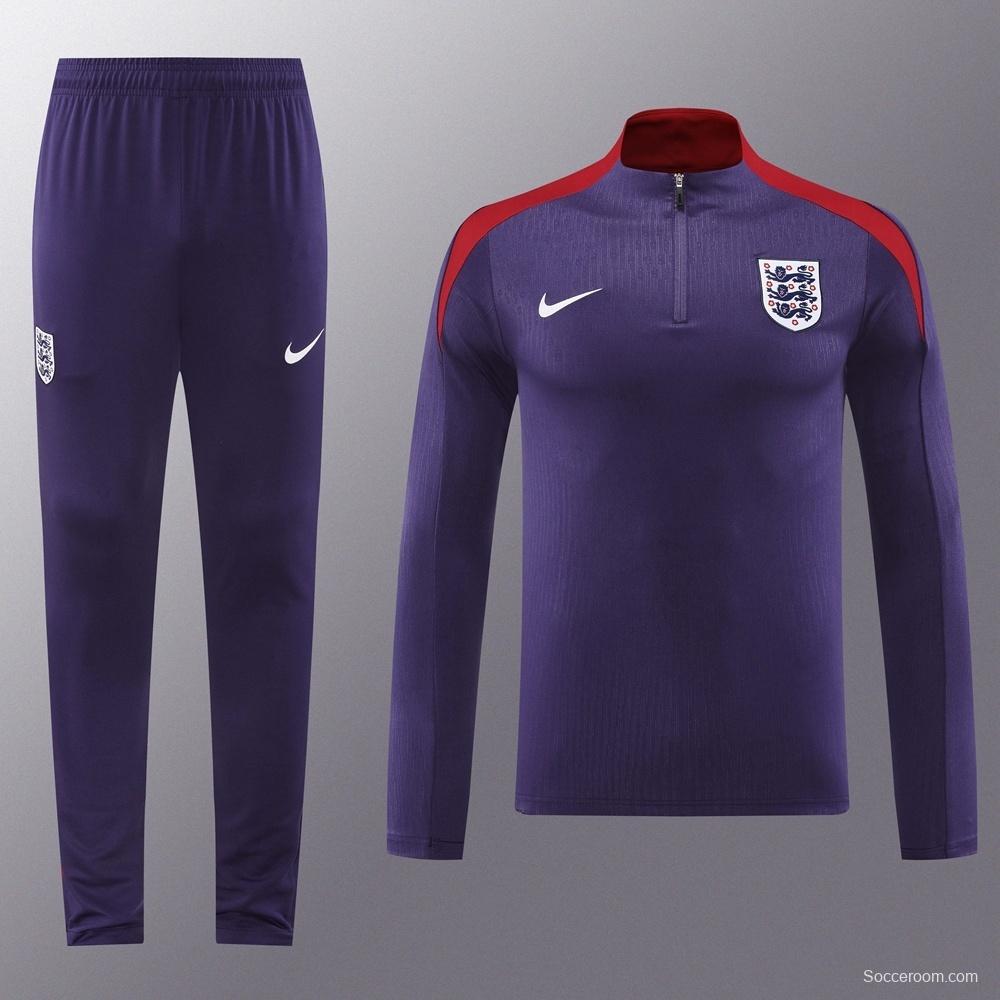 2025 England Purple Half Zipper Jacket+Long Pants
