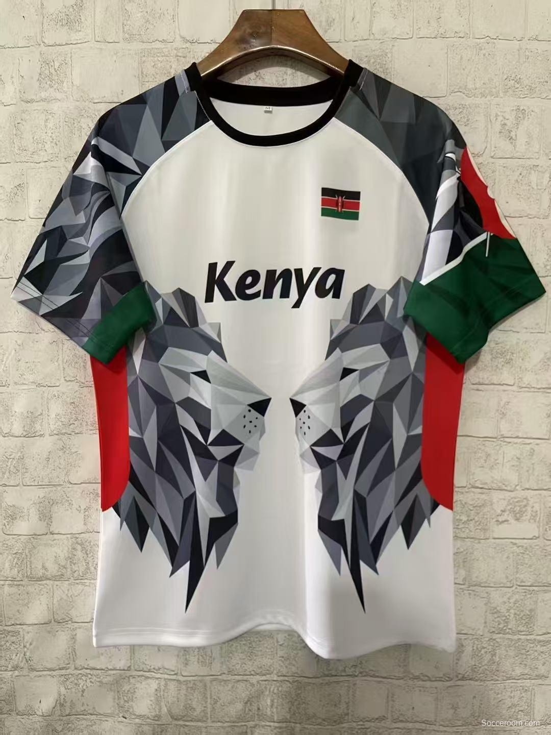 2026 Kenya White Geometric Lion Jersey