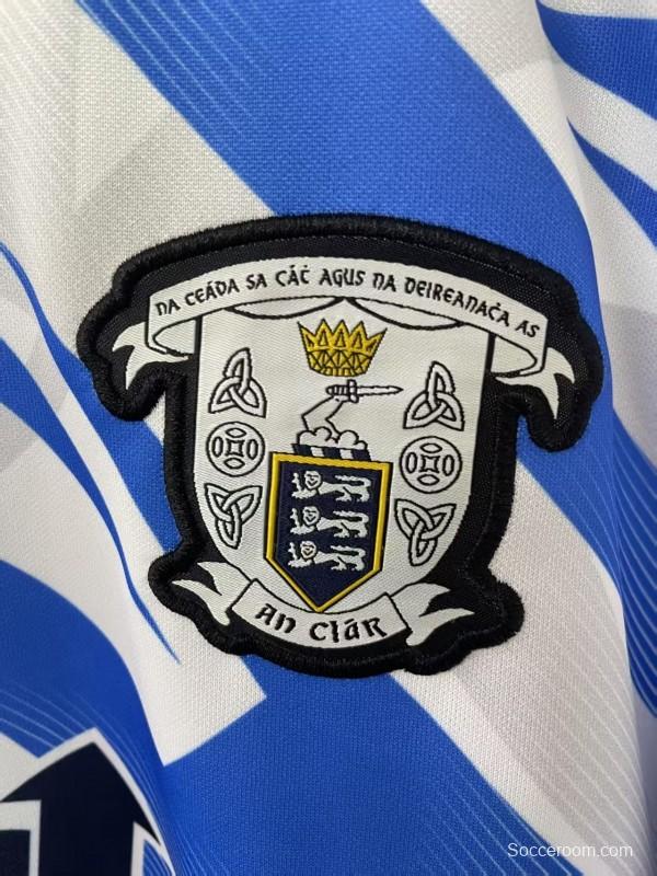 2026 Waterford GAA White with Blue Lightning Stripe Pattern Jersey