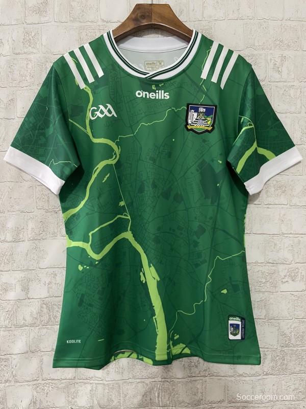 25/26 Limerick GAA Green with River Shannon Map Pattern Home Jersey