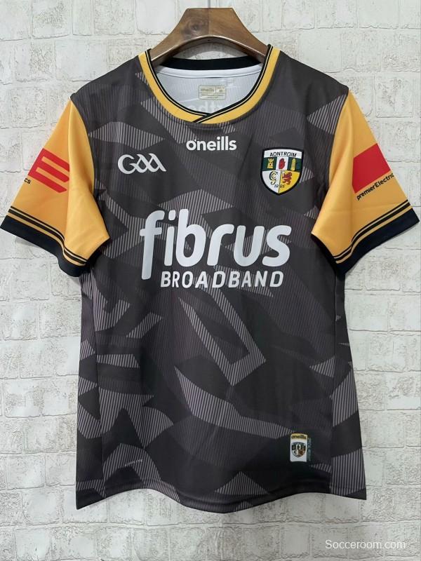 25/26 Antrim GAA Black with Amber and Red Sleeves Jersey