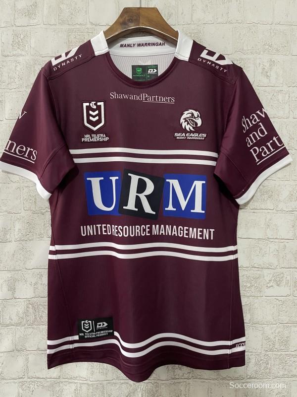 2025 Manly Warringah Sea Eagles Maroon with White Hoops Home Jersey