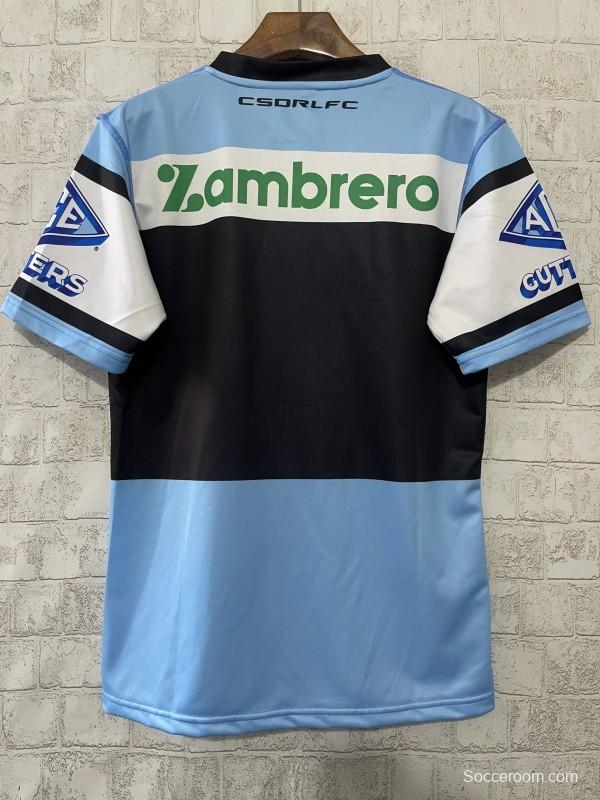 2026 Cronulla Sharks Sky Blue with White Hooped Away Jersey
