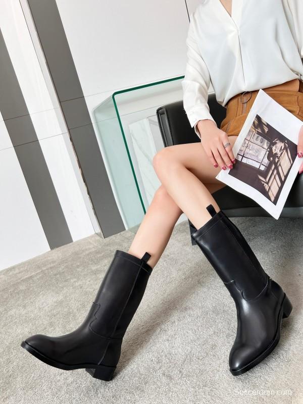 Adidas 2025 SS Western Suede Patchwork Slip-On Riding Boots - LY00350