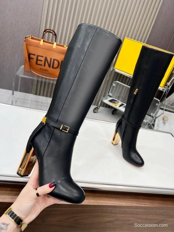FENDI Delfina Round Toe Boots with FF Buckle - LY00520
